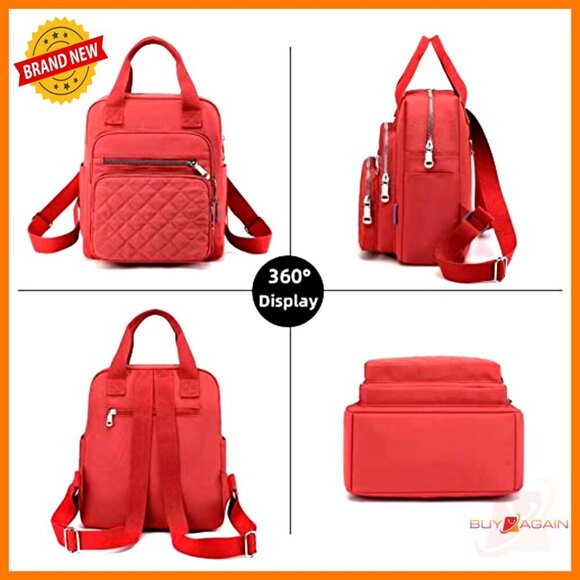Small Quilted Backpack Waterproof Daypack Multi-Pocket Satchel Top Handle main image 5